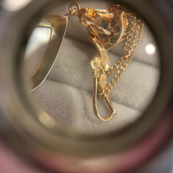 Solid 18k yellow gold mabe pearl and emerald necklace - Picture 5 of 8